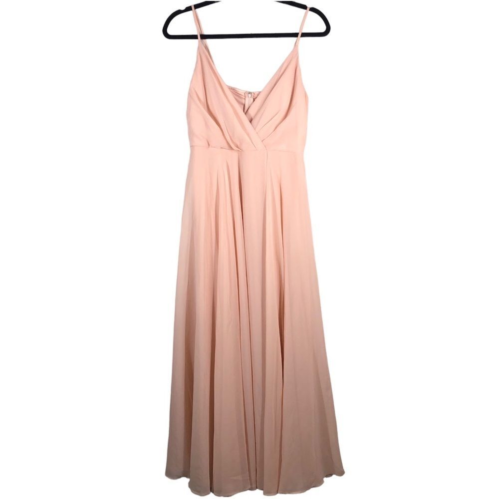 Anthropologie BHLDN Blush Pink Eva Chiffon Bridesmaids Dress Size Small